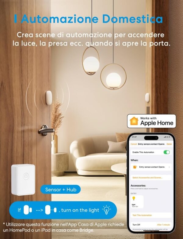 Sensore Porte&Finestre Smart RF - Meross - Apple HomeKit - immagine 3