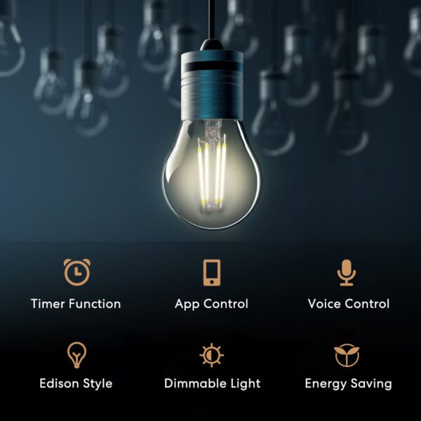 Lampadina Smart Wi-Fi filamento caldo Meross A19 - immagine 3