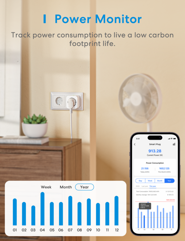 Meross Presa Schuko Wi-Fi con controllo energia - immagine 2
