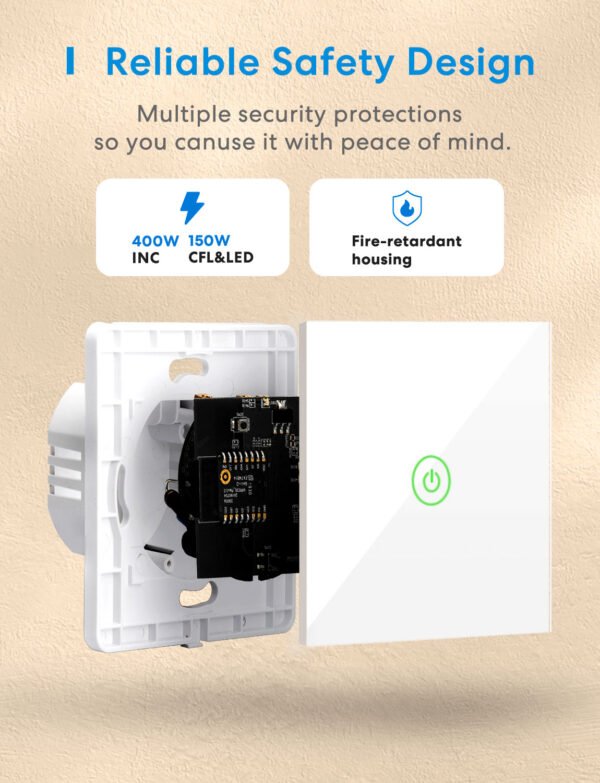 Interruttore Smart a parete Meross Touch Wi-Fi - 220V - immagine 4