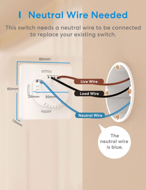 Interruttore Smart a parete Meross Touch Wi-Fi - 220V - immagine 2
