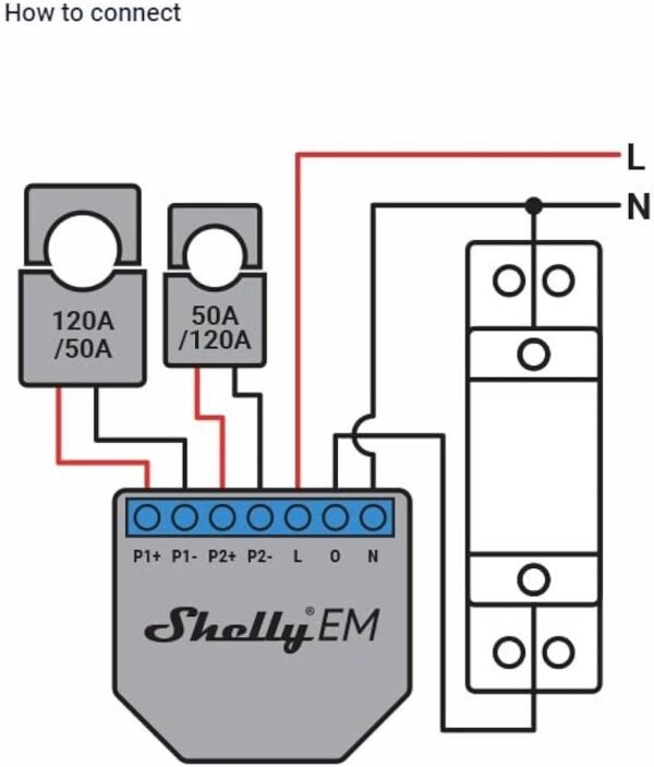 Shelly EM – Modulo Contatore di Energia WiFi con Pinza 50A - immagine 2