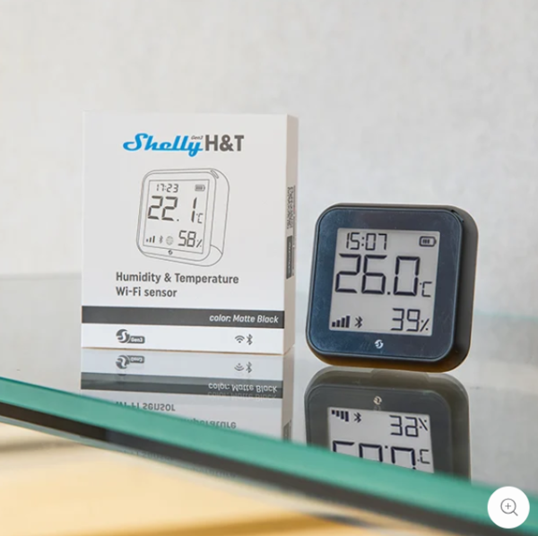 Shelly H&T Display Gen3 Nero – Sensore Temperatura e Umidità - immagine 2