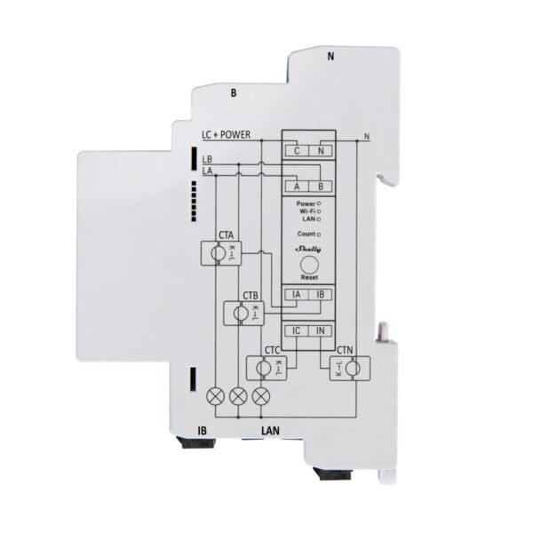 Shelly Pro 3EM 120A – Contatore di Energia DIN 3 Fasi con Pinze da 120A - immagine 3