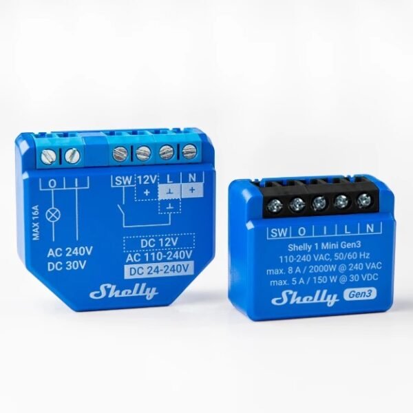 Shelly Mini 1 Gen 3 – Relè Smart 8A AC/DC WiFi/Bluetooth per Domotica - immagine 4