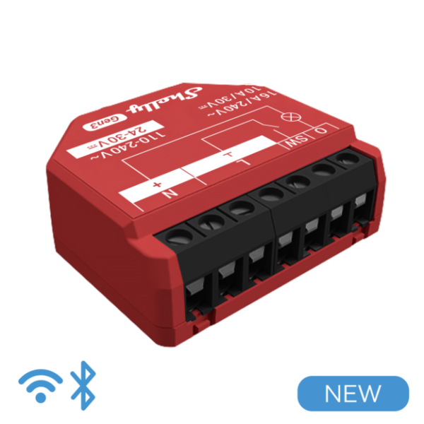 Shelly 1PM Gen 3 – Relè Smart 16A AC/DC con Power Monitoring, WiFi/Bluetooth