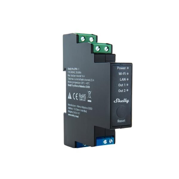 Shelly Pro 2PM – Relè DIN 2 Canali IP LAN/WiFi/Bluetooth con Monitoraggio Consumi - immagine 4