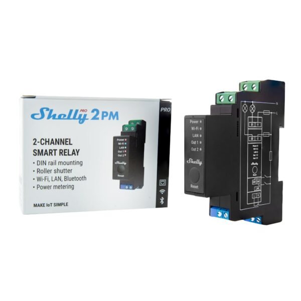 Shelly Pro 2PM – Relè DIN 2 Canali IP LAN/WiFi/Bluetooth con Monitoraggio Consumi - immagine 2