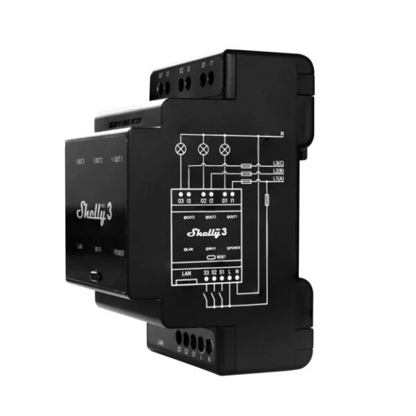 Shelly Pro 3 – Relè Intelligente DIN 3 Canali IP LAN/WiFi/Bluetooth - immagine 2