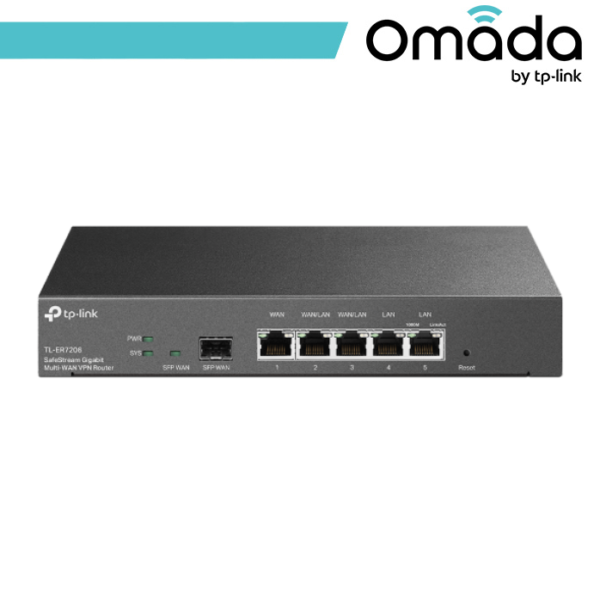 Omada Gateway Router VPN Gigabit Multi-WAN SafeStream - ER7206 - Black