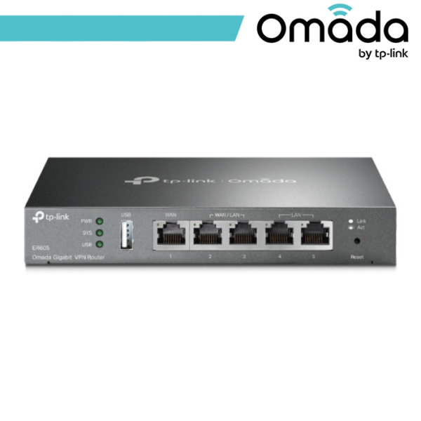Omada Router Gateway VPN Gigabit Multi-WAN SafeStream - ER605 - Gray