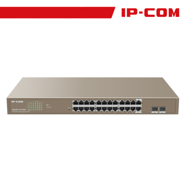IP-COM Switch PoE Cloud Managed 24 port GE + 2SFP - G3326P-24-410W - Gray