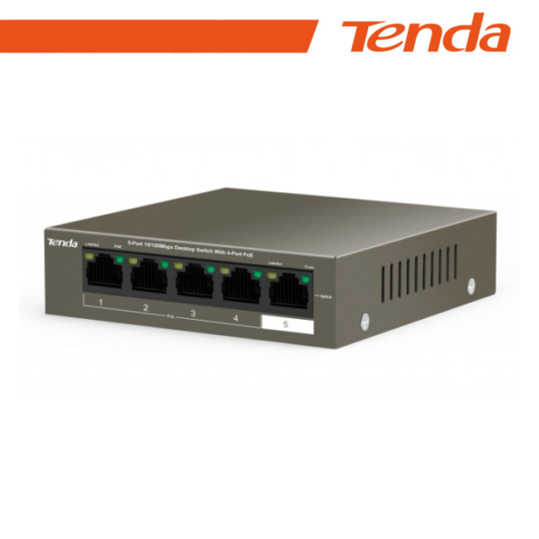 Tenda Switch Desktop 5 Porte 10/100 con 4 PoE 35W - TEF1105P-4-38W - Gray