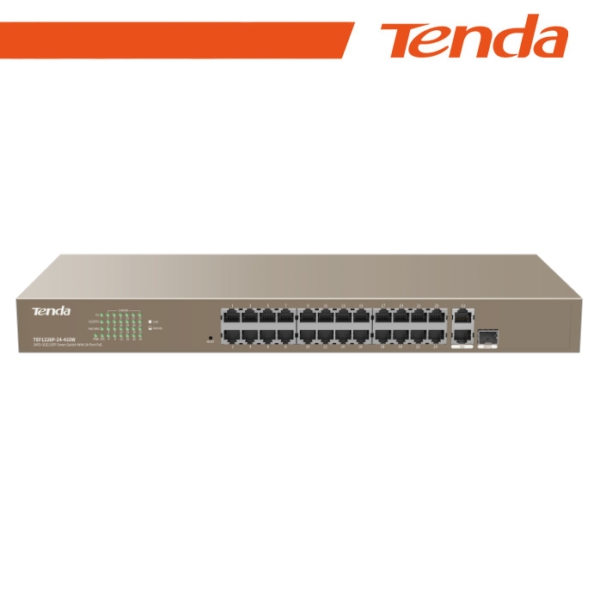 Tenda Switch PoE Web Smart 24 porte 10/100+2Gb+2SFP 440W - TEF1226P-24-410W - Gray