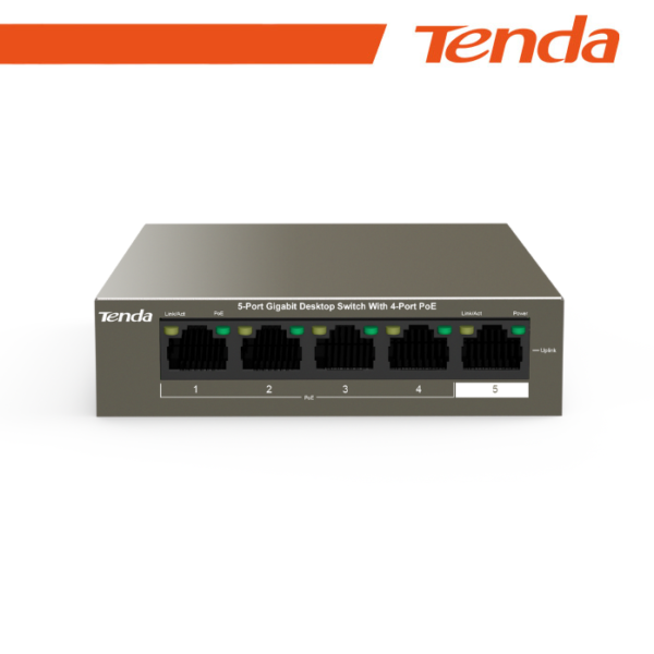 Tenda Switch Desktop 5 Porte 10/100/1000 con 4 Porte PoE - TEG1105P-4-63W - Gray