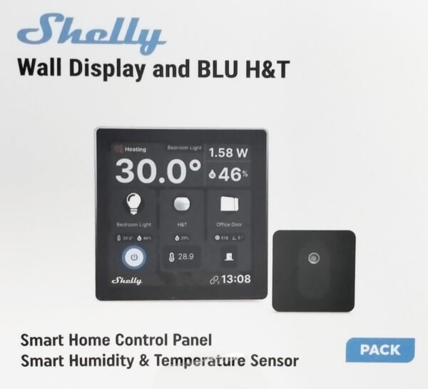 Shelly Wall Display Nero + H&T – Pannello Touch con Sensore Temperatura e Umidità