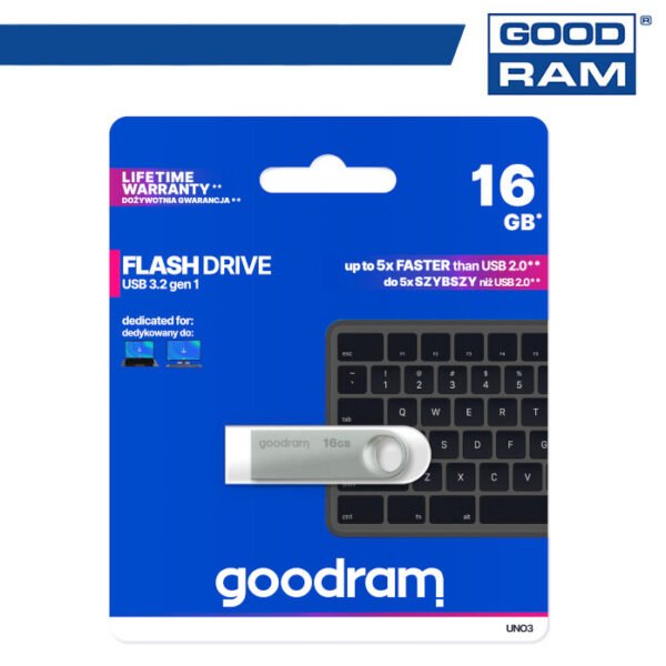 Pendrive GoodRAM 16GB UNO3 USB 3.2 - retail blister - Silver