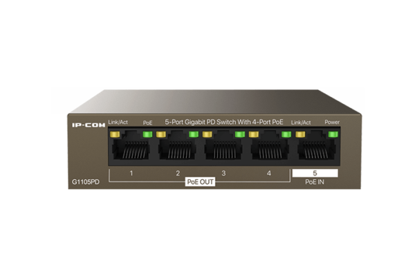 Switch 5 porte Gigabit PD - 4 porte PoE OUT 1 porta PoE IN - Light brown
