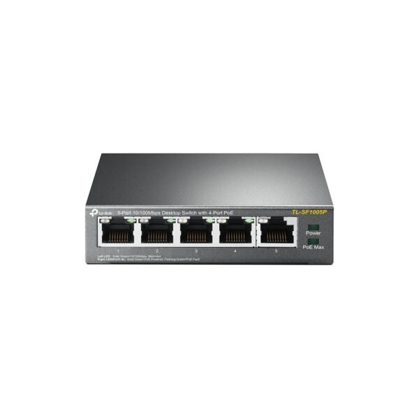 Switch desktop 5 porte 10/100Mbps 4 PoE TP Link TL-SF1005P - Black