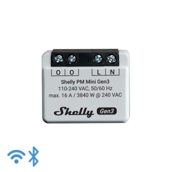Shelly Mini PM Gen 3 – Modulo Smart 16A WiFi/Bluetooth con 4 Ingressi e Power Monitoring