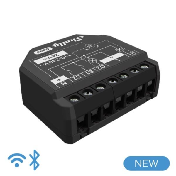 Shelly Plus 2PM Gen 3 – Relè Tapparelle Smart 16A AC/DC WiFi/Bluetooth con Power Monitoring