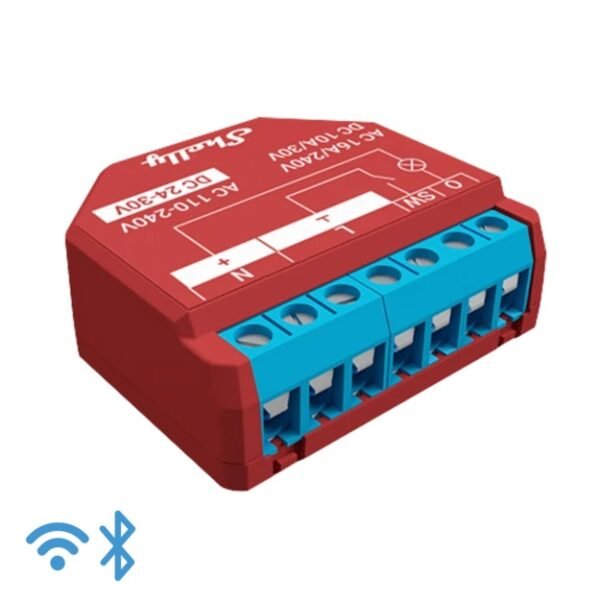 Shelly Plus 1PM – Relè Intelligente 16A AC/DC WiFi/Bluetooth con Monitoraggio dei Consumi