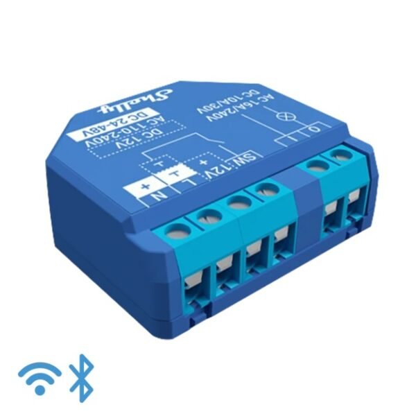 Shelly Plus 1 – Relè Smart 16A AC/DC con Contatto Pulito, WiFi/Bluetooth
