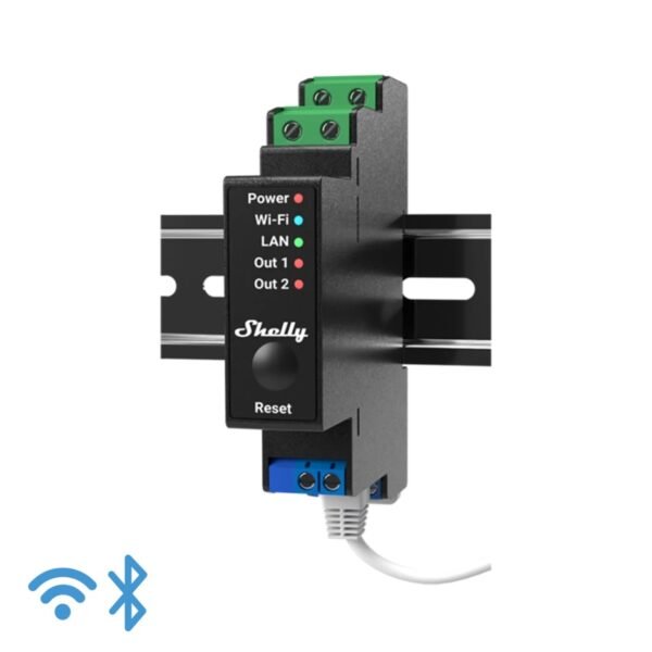 Shelly Pro 2PM – Relè DIN 2 Canali IP LAN/WiFi/Bluetooth con Monitoraggio Consumi