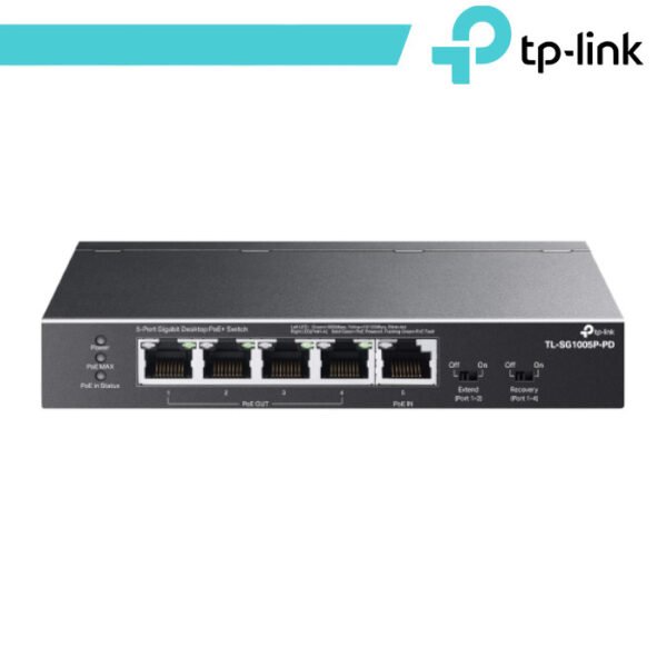 TP-Link 5-Porte Gigabit Desktop PoE+ Switch con 1-Port PoE++ In e 4-Port PoE+Out - Black