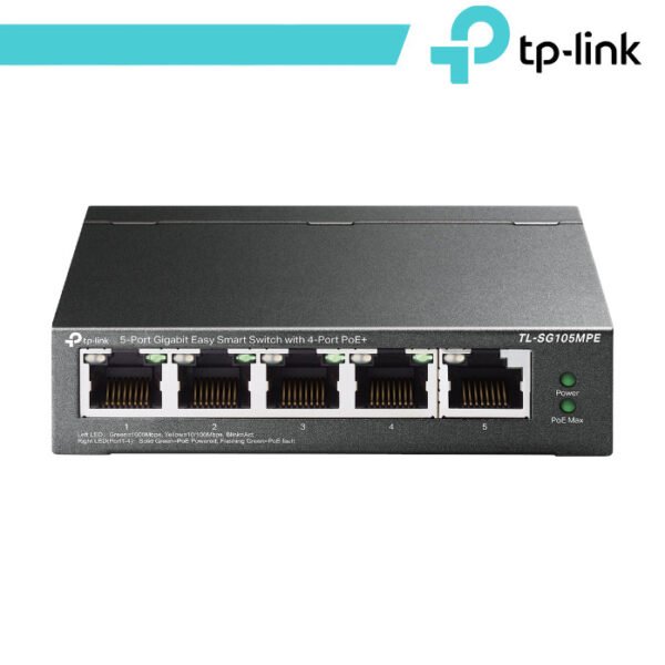 TP-Link 5-Port Gigabit Easy Smart Switch con 4-Porte PoE+ - Black