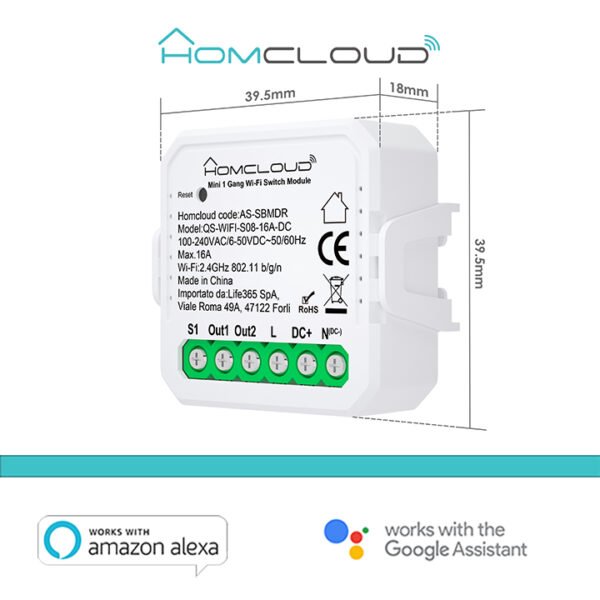 Modulo Interruttore/Pulsante Mini AC/DC Wi-Fi - bianco