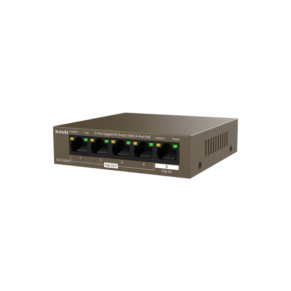 Switch PoE 5 porte Gigabit PD 10/100/1000Mbps - TEG1105PD - Light brown