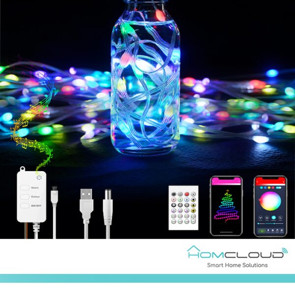 Corda in PVC di Luci Decorative Smart RGB-IC OUTDOOR Wi-Fi + Bluetooth 10M IP65 - vario