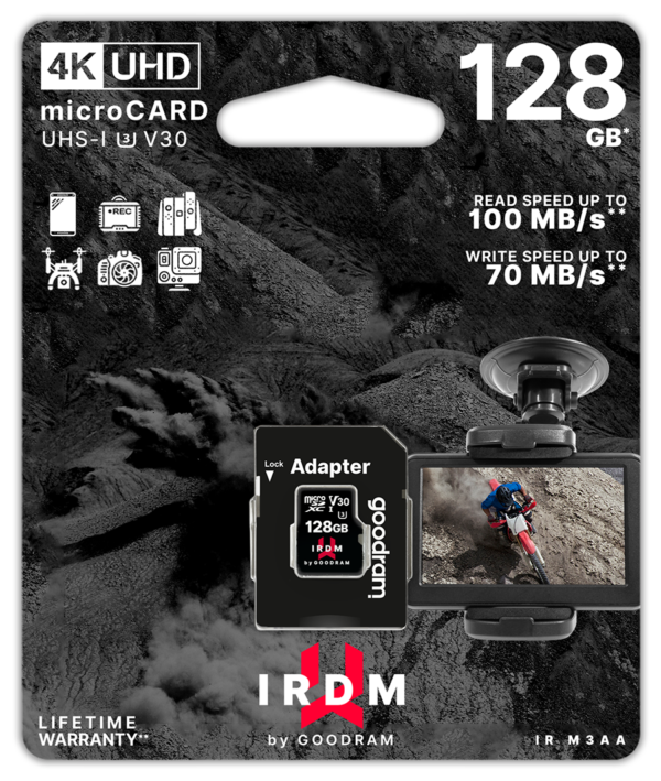 microSD 128GB CARD UHS I U3 + adapter - retail bliste - Black