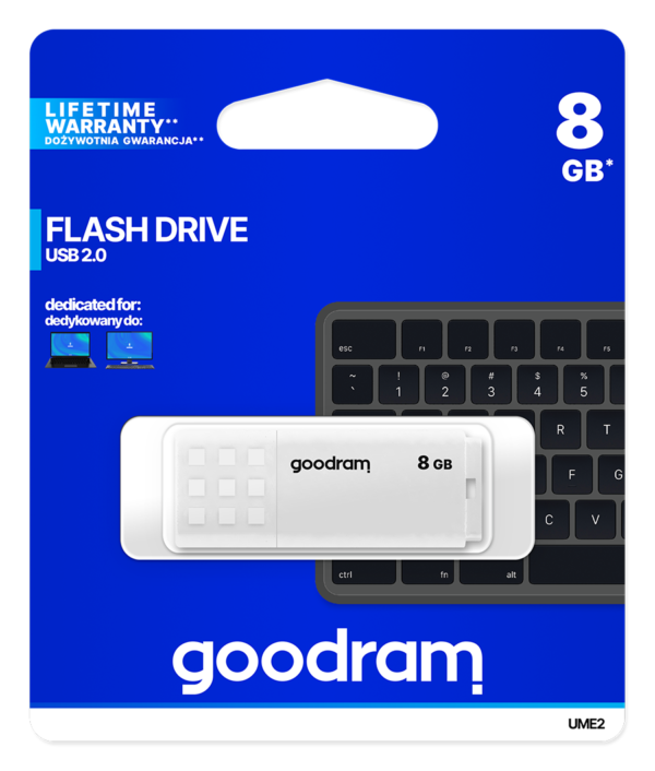 Pendrive GoodRAM 8GB UME2 white USB 2.0 - retail blister - White