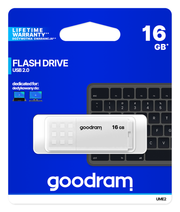Pendrive GoodRAM 16GB UME2 white USB 2.0 - retail blister - White