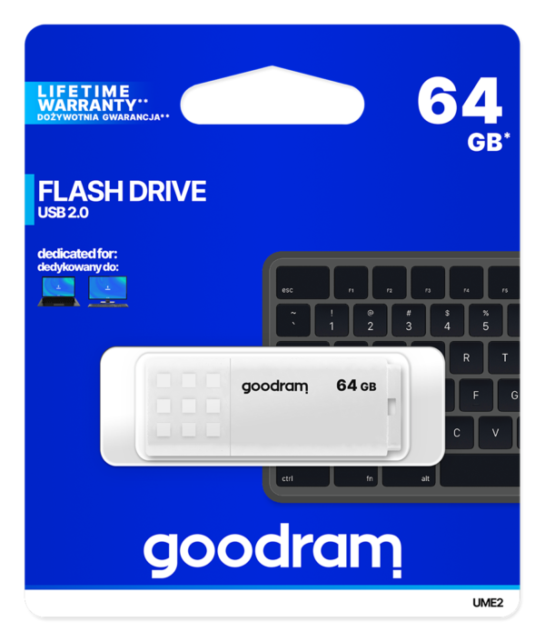 Pendrive GoodRAM 64GB UME2 white USB 2.0 - retail blister - White