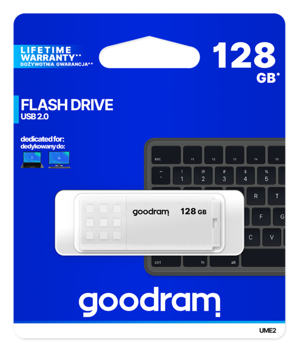 Pendrive GoodRAM 128GB UME2 white USB 2.0 - retail blister - White
