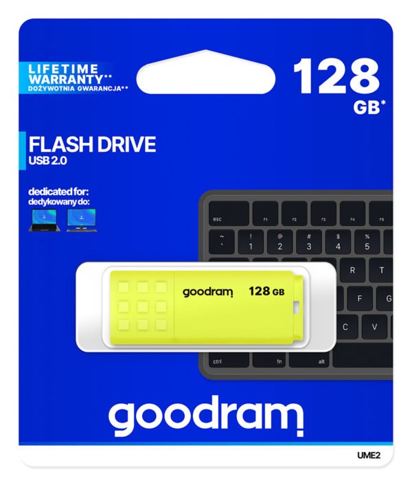 Pendrive GoodRAM 128GB UME2 yellow USB 2.0 - retail blister - Yellow