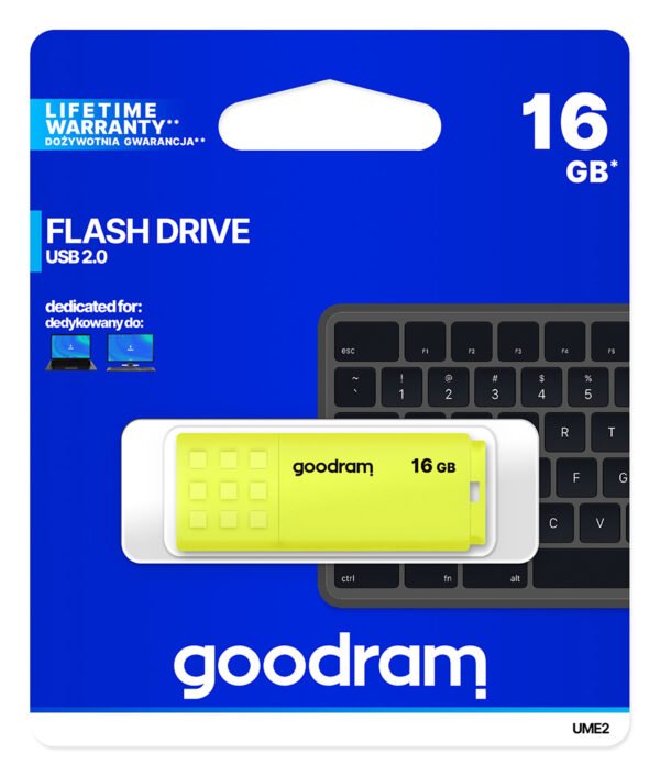 Pendrive GoodRAM 16GB UME2 yellow USB 2.0 - retail blister - Yellow