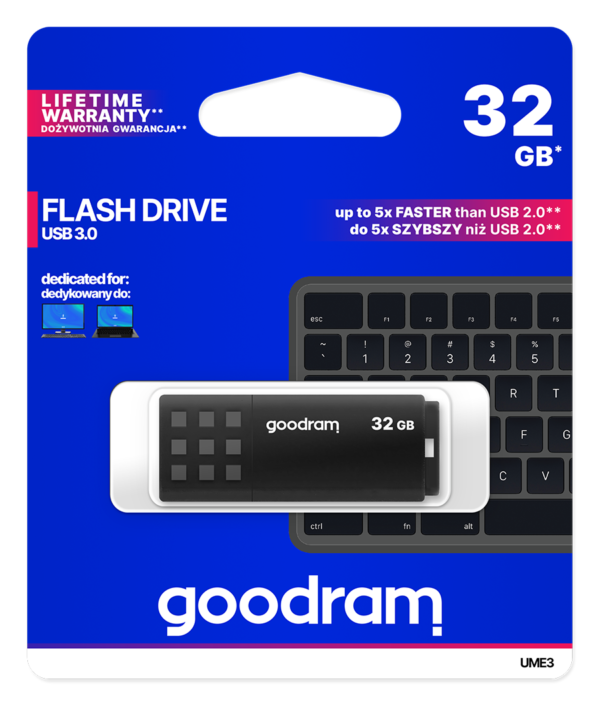 Pendrive GoodRAM 32GB BLACK USB 3.0 - retail blister - Black
