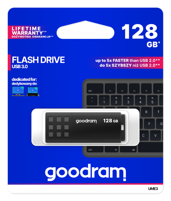 Pendrive GoodRAM 128GB BLACK USB 3.0 - retail blister - Black