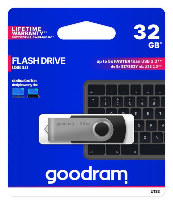 Pendrive GoodRAM 32GB UTS3 BLACK USB 3.0 - retail blister - Black
